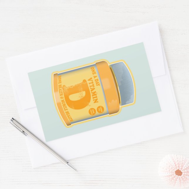 Vitamin D capsules health and well-being Rectangular Sticker (Envelope)