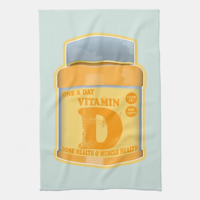Vitamin D capsules health and well-being Tea Towel (Vertical)