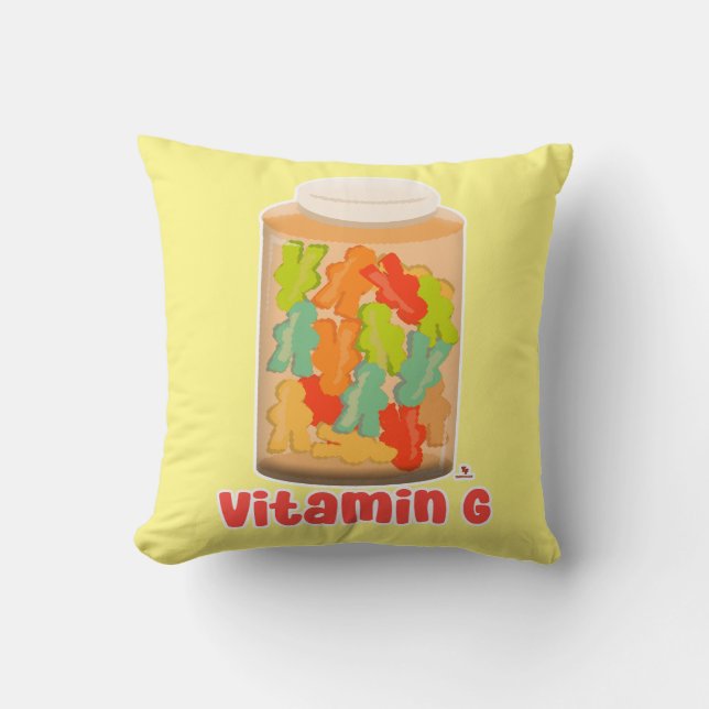Vitamin G Meeple Board Game Gummy Art Fun Cushion (Front)