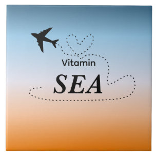 Vitamin Sea Orange Summer Color Airplane Ceramic Tile
