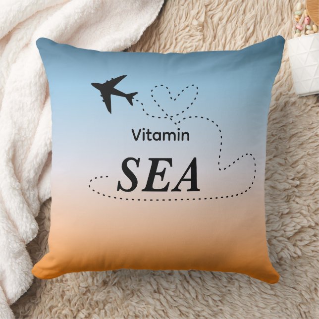 Vitamin Sea Orange Summer Color Throw Pillow (Blanket)