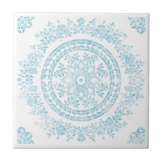 Vitoria Damask in aqua ceramic tile