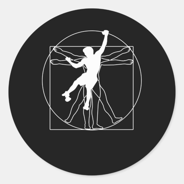 Vitruvian Boulderer Bouldering Classic Round Sticker (Front)