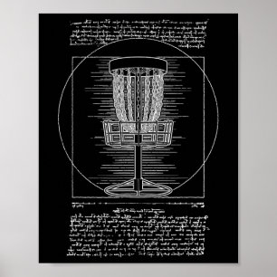 Vitruvian Disc Golf Sket Funny Leonardo Da Vinci V Poster