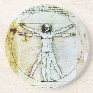 VITRUVIAN MAN Antique Parchment Coaster