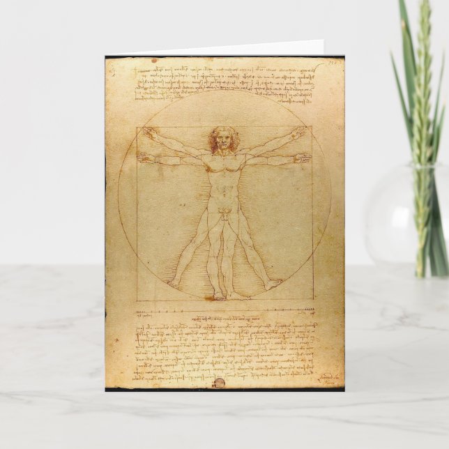 Vitruvian Man by Leonardo da Vinci Card (Front)