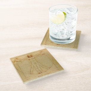 Vitruvian Man by Leonardo Da Vinci Glass Coaster