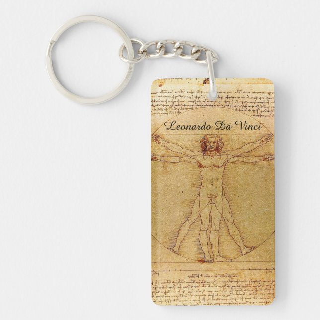 Vitruvian Man By Leonardo Da Vinci Key Ring (Front)