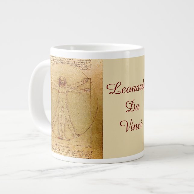 Vitruvian Man By Leonardo Da Vinci Large Coffee Mug (Front Left)