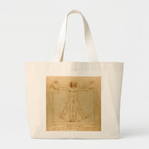Vitruvian Man by Leonardo Da Vinci Large Tote Bag