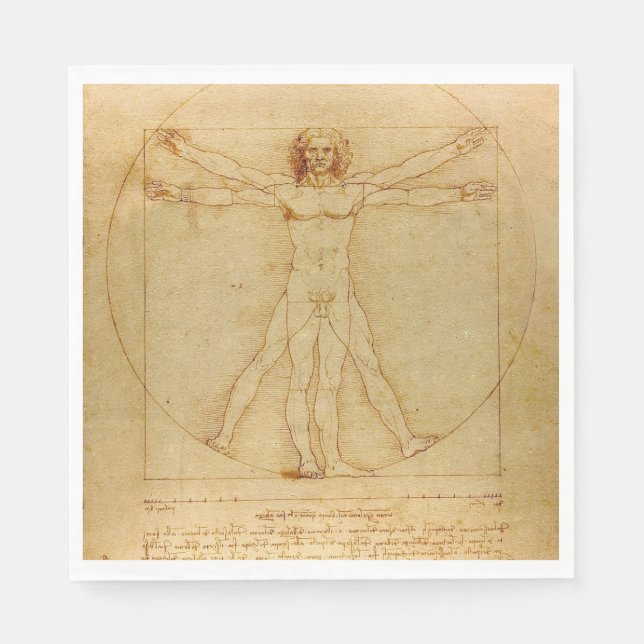 Vitruvian Man by Leonardo Da Vinci Napkin (Front)