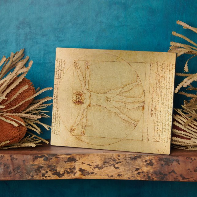 Vitruvian Man by Leonardo Da Vinci Plaque (Side)