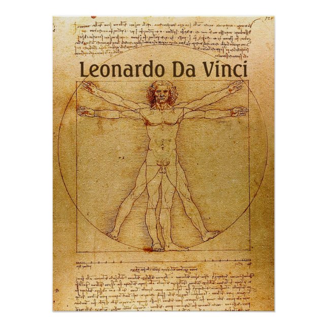Vitruvian Man By Leonardo Da Vinci Poster (Front)
