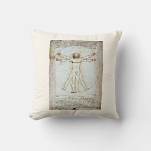 Vitruvian Man, c 1490, Leonardo da Vinci Card Cushion