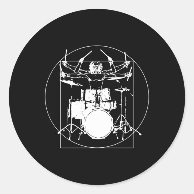 Vitruvian Man Drummer Sticker  (Front)