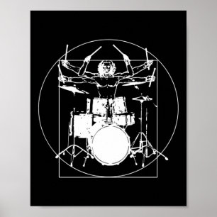 Vitruvian Man Drummer Sticker  Poster