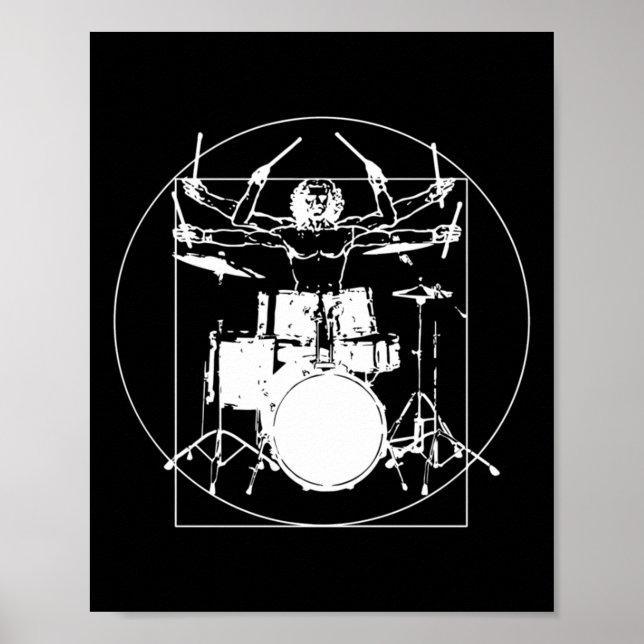 Vitruvian Man Drummer Sticker  Poster (Front)