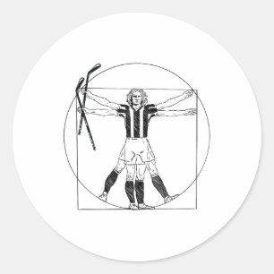Vitruvian Man Field Hockey Classic Round Sticker