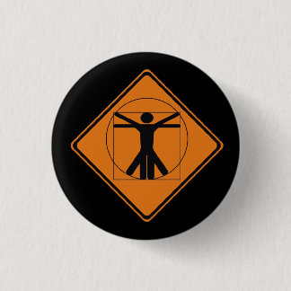 vitruvian man road sign 3 cm round badge