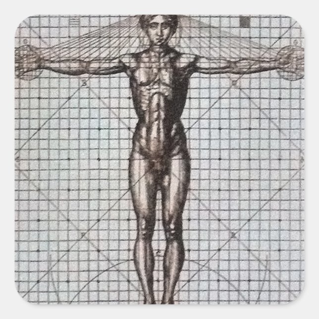 Vitruvian Man (Vitruvius: De architectura) Square Sticker (Front)