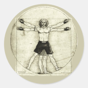 Vitruvian MMA Man Classic Round Sticker