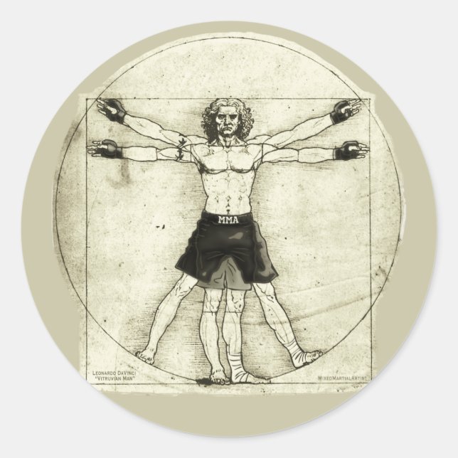 Vitruvian MMA Man Classic Round Sticker (Front)