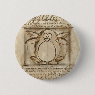 Vitruvian Penguin 6 Cm Round Badge