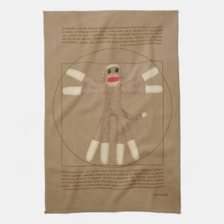 Vitruvian Sock Monkey Tea Towel
