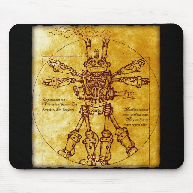 Vitruvian Steam-Bot Mouse Pad (Front)