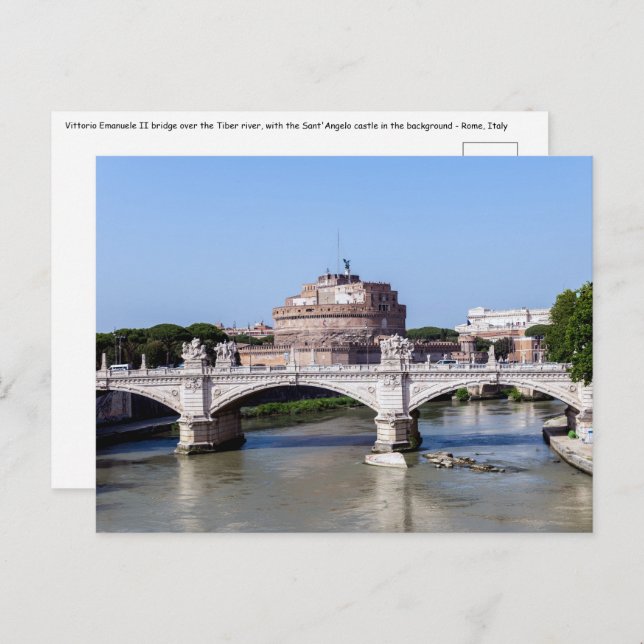 Vittorio Emanuele II bridge and Sant'Angelo castle Postcard (Front/Back)