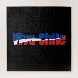 Viva Chile Patriotic Country Flag Typography Jigsaw Puzzle