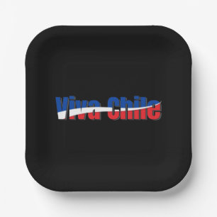 Viva Chile Patriotic Country Flag Typography Paper Plate