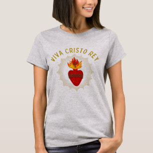 Viva Cristo Rey Catholic Cristeros Sacred Heart T-Shirt