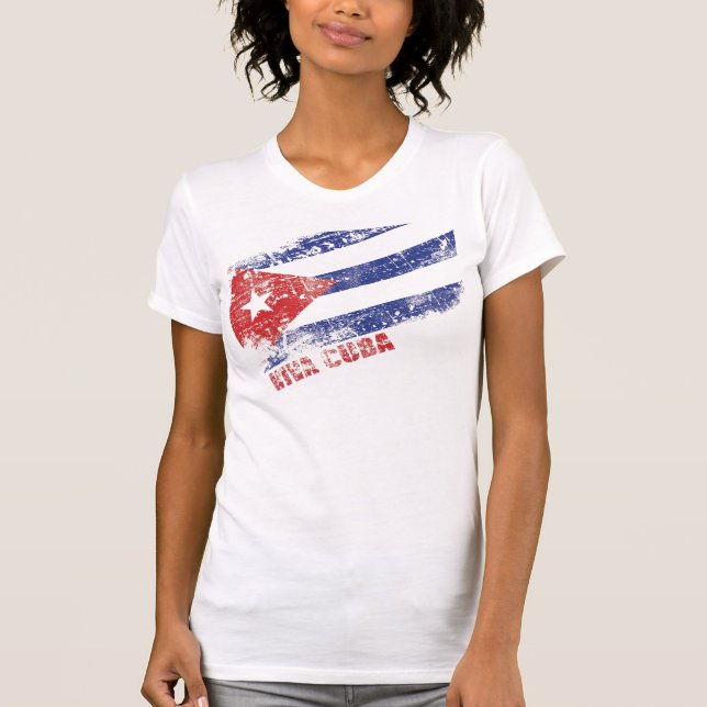 Viva Cuba Distressed Flag T-Shirt (Front)