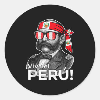 Viva El Peru Miguel Grau Peru Patriotic Tribute Me Classic Round Sticker