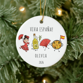 Viva España Personalised Spain Travel Ceramic Ornament