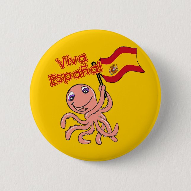 Viva Espana with Octopus Soccer Tshirt 6 Cm Round Badge (Front)