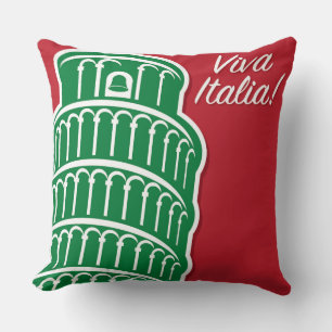 Viva Italia Tricolour Leaning tower of Pisa Cushion