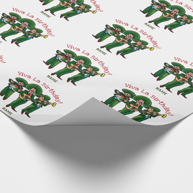 Viva La Birthday Mexican Mariachi Band Gift Wrap (Corner)