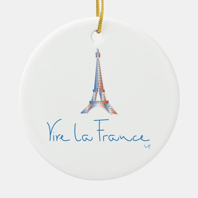 Viva La France French Ceramic Tree Decoration (Front)