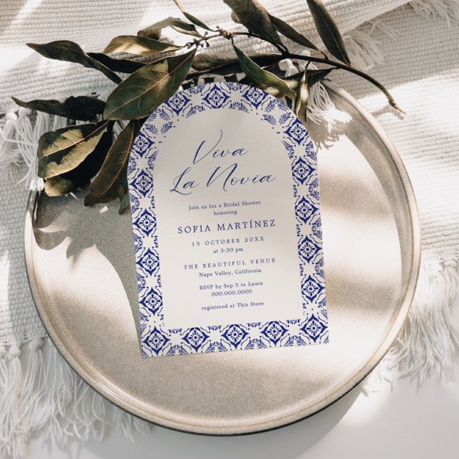 Viva La Novia Blue Talavera Bridal Shower Invitation (Creator Uploaded)