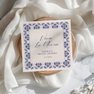 Viva La Novia Blue Talavera Bridal Shower Napkin
