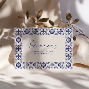 Viva La Novia Blue Talavera Bridal Shower Thank You Card