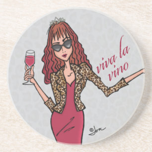 Viva La Vino Leopard Queen Sandstone Coaster