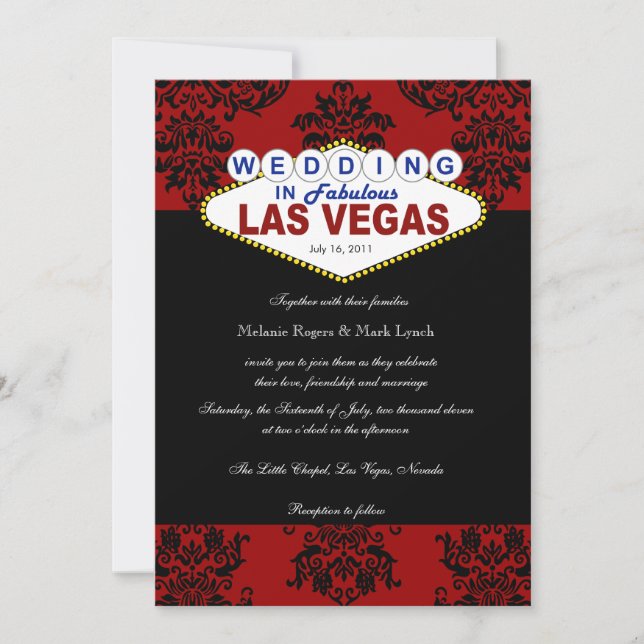 Viva Las Vegas Damask Wedding Invitation (Front)