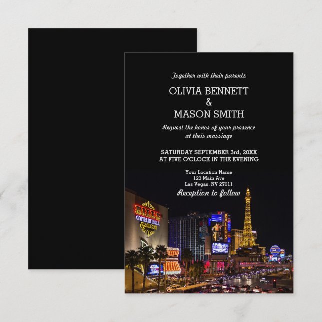 Viva Las Vegas Destination Wedding Invitation (Front/Back)
