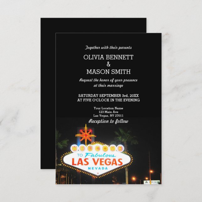 Viva Las Vegas Destination Wedding Invitation (Front/Back)