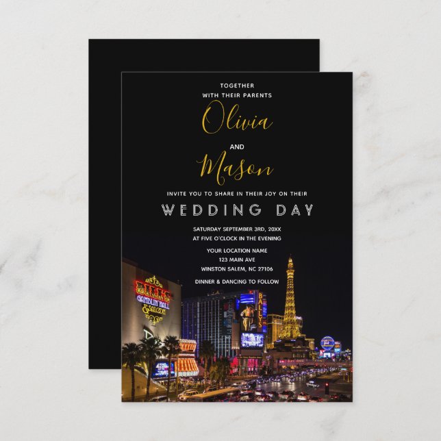 Viva Las Vegas Destination Wedding Invitation (Front/Back)