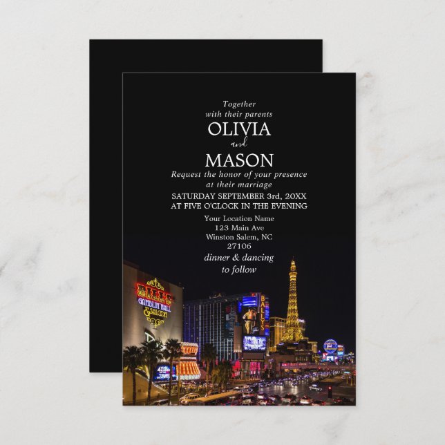 Viva Las Vegas Destination Wedding Invitation (Front/Back)