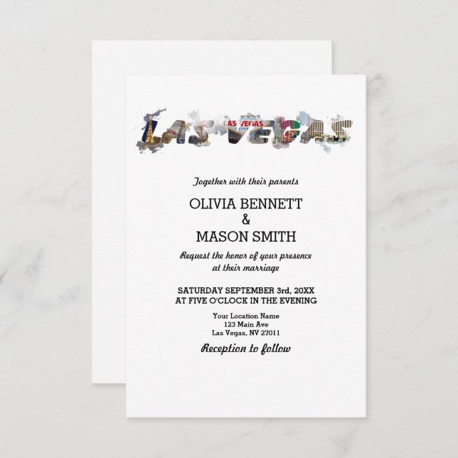 Viva Las Vegas Destination Wedding Invitation (Front/Back)